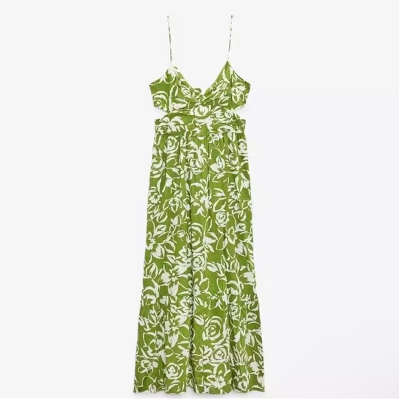 ZARA Floral Cutout Midi Dress - Picture 4 of 12